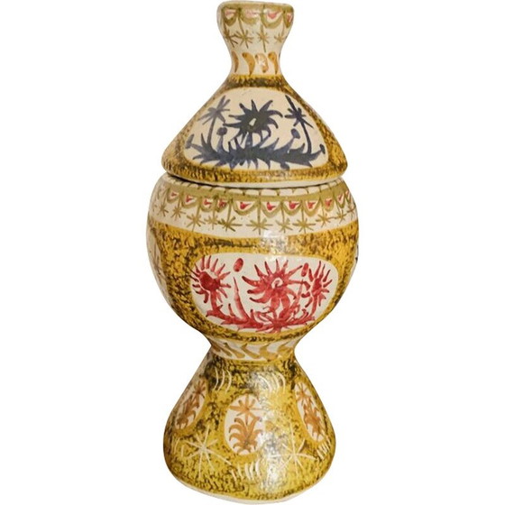 Image 1 of Vintage stoneware pot with polychrome patterns by André L'Helguen for Kéraluc