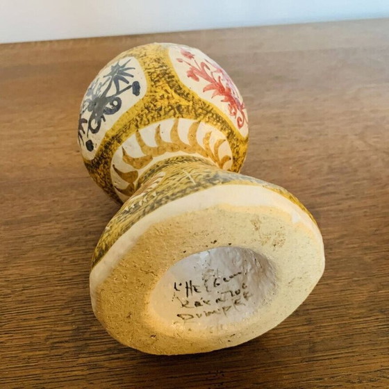 Image 1 of Vintage stoneware pot with polychrome patterns by André L'Helguen for Kéraluc