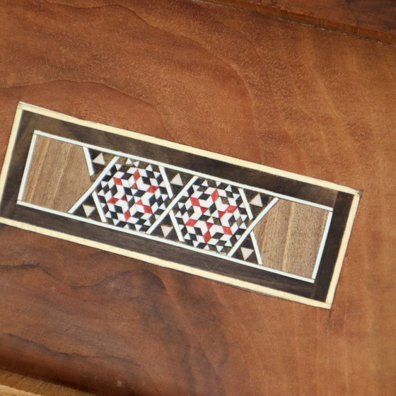 Image 1 of Inlaid Wooden Syrian Jewelery Jewelery Box Mosaic Bone Mother Of Pearl