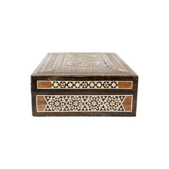 Image 1 of Inlaid Wooden Syrian Jewelery Jewelery Box Mosaic Bone Mother Of Pearl