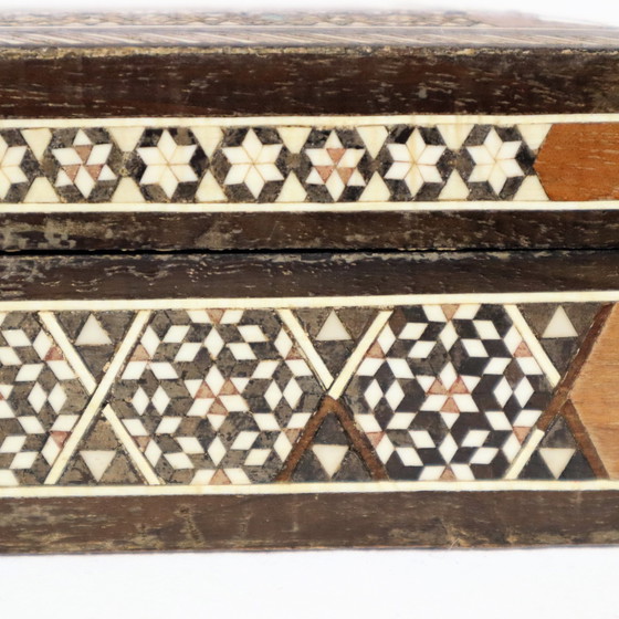 Image 1 of Inlaid Wooden Syrian Jewelery Jewelery Box Mosaic Bone Mother Of Pearl