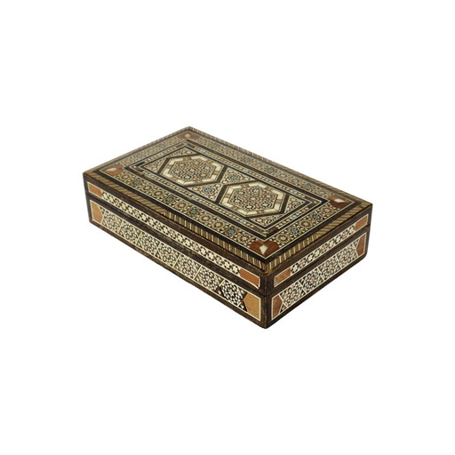 Inlaid Wooden Syrian Jewelery Jewelery Box Mosaic Bone Mother Of Pearl