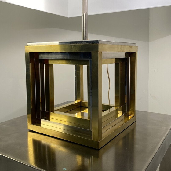 Image 1 of Vintage chrome steel and brass table lamp by Romeo Rega, Italy 1970