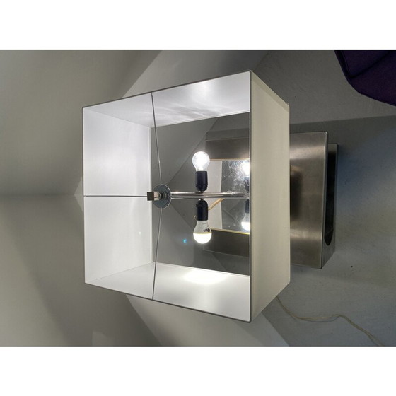 Image 1 of Vintage chrome steel and brass table lamp by Romeo Rega, Italy 1970