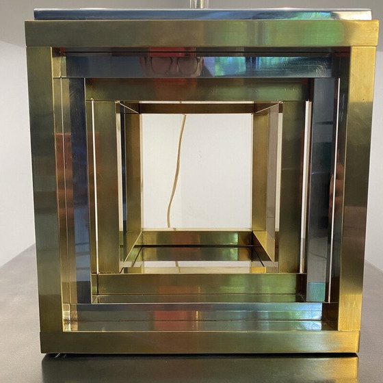 Image 1 of Vintage chrome steel and brass table lamp by Romeo Rega, Italy 1970