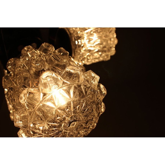 Image 1 of Lampadario vintage in acciaio e vetro, Cecoslovacchia