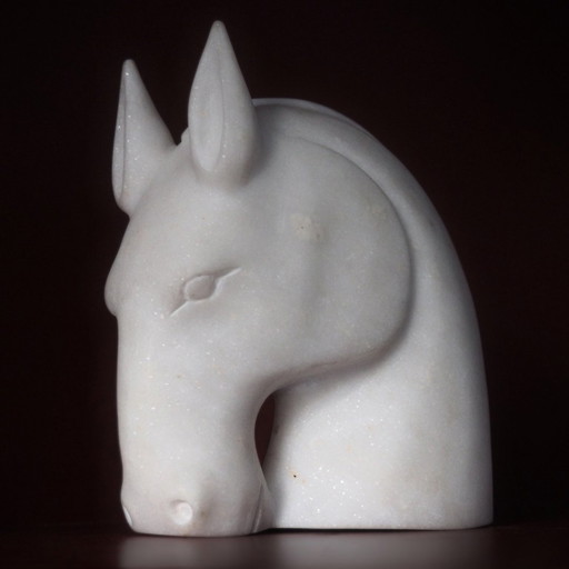 Carrara Marble Horse Signed