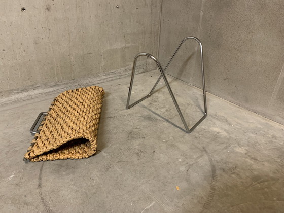 Image 1 of Cestino portagiornali o riviste 0P Supporto cromato 1965