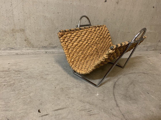 Image 1 of Cestino portagiornali o riviste 0P Supporto cromato 1965