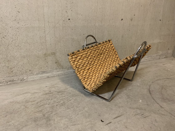 Image 1 of Cestino portagiornali o riviste 0P Supporto cromato 1965