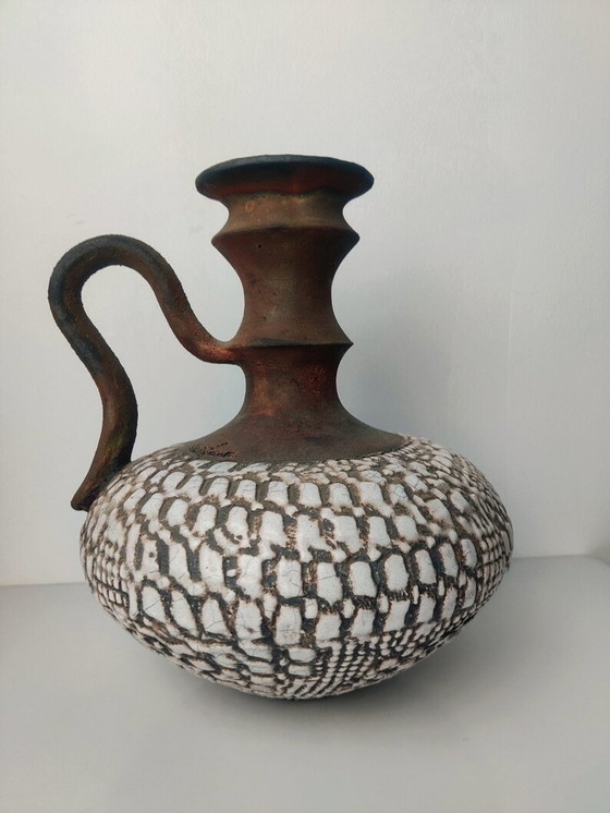 Image 1 of Signed Glazed Ceramic Pitcher Vase