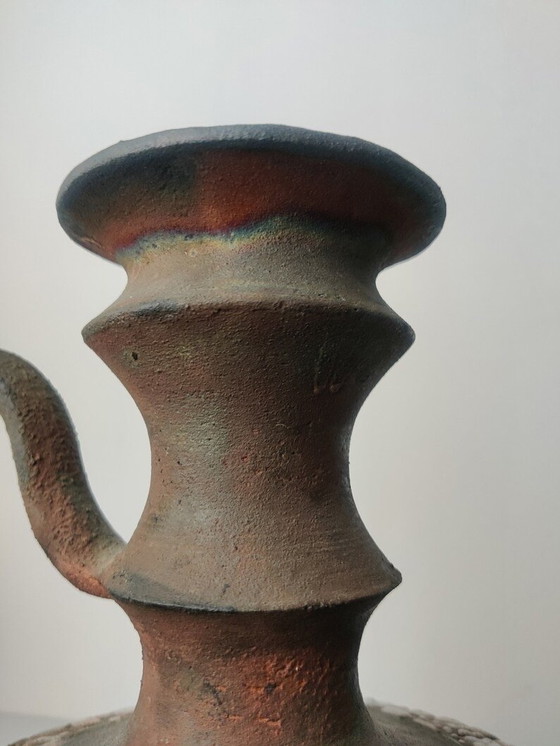 Image 1 of Signed Glazed Ceramic Pitcher Vase