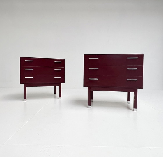 Image 1 of Set Of 2 Vintage Wooden Nightstands, 1950'S