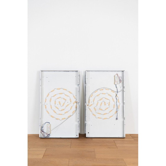 Image 1 of Pair of vintage Led illuminated signs painted in black, white and red, Italy 2000