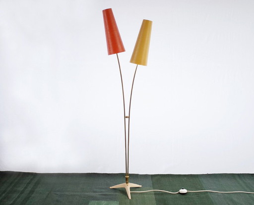 Vintage floor lamp fiberglass brass