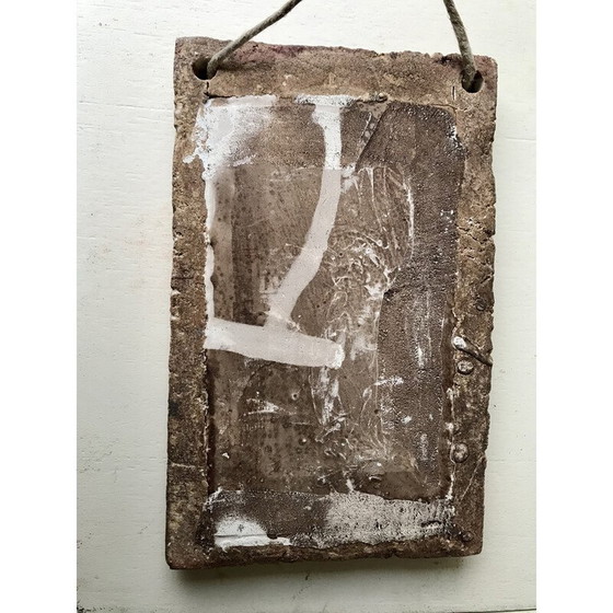 Image 1 of Vintage enameled ceramic mirror with flower decoration for La Roue Vallauris