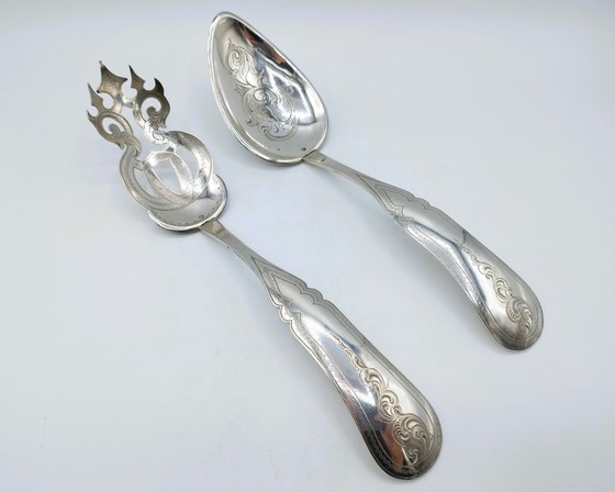 Image 1 of Biedermeier silver salad set, A.A. Kalberg, 's-Hertogenbosch