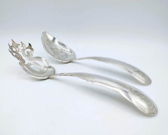 Image 1 of Biedermeier silver salad set, A.A. Kalberg, 's-Hertogenbosch