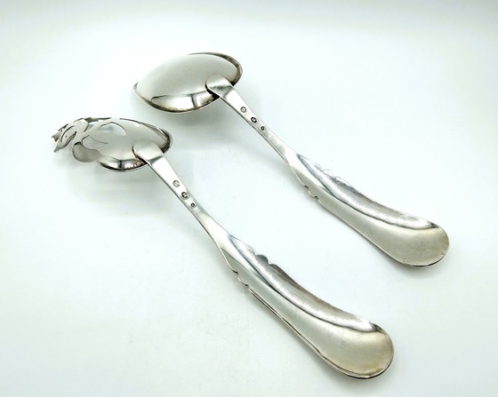 Image 1 of Biedermeier silver salad set, A.A. Kalberg, 's-Hertogenbosch