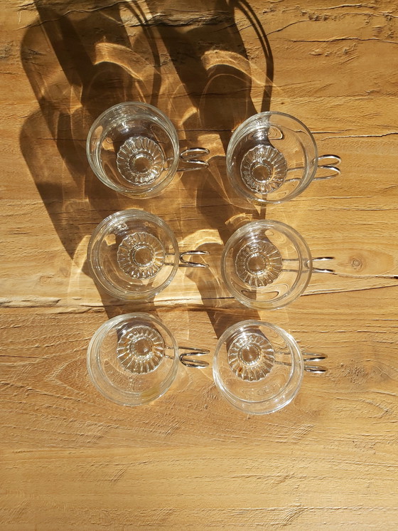 Image 1 of 6x tasses à café en verre vintage