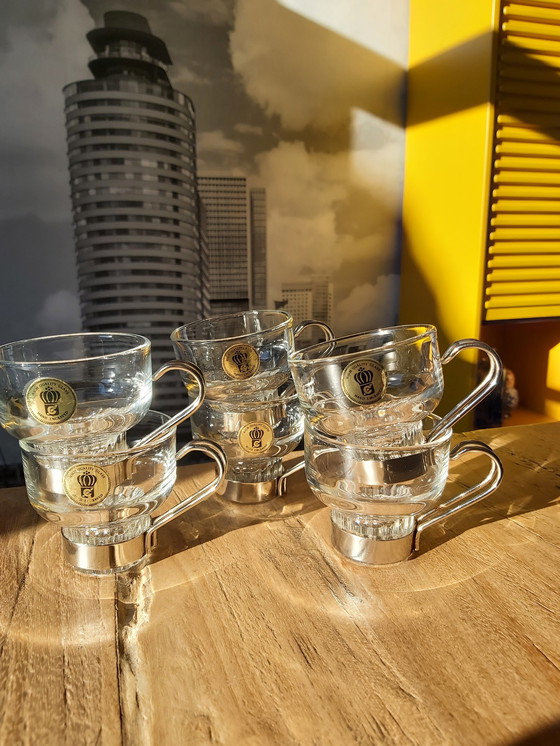 Image 1 of 6x tasses à café en verre vintage