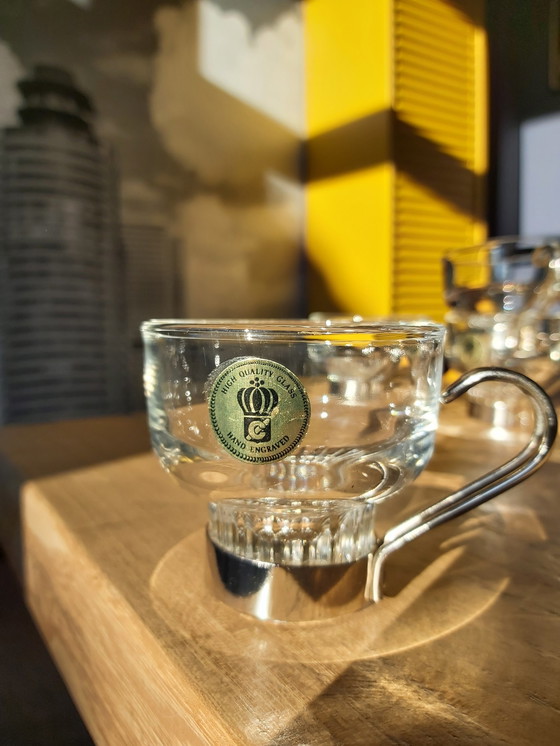 Image 1 of 6x tasses à café en verre vintage