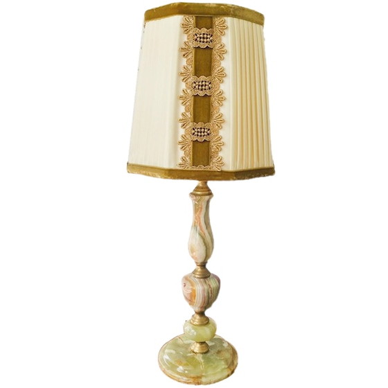 Image 1 of Vintage marble lamp base with baroque lampshade