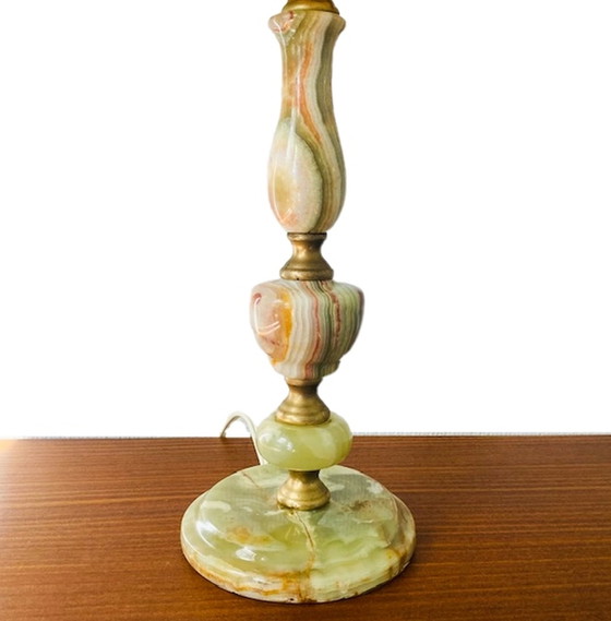 Image 1 of Vintage marble lamp base with baroque lampshade