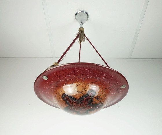 Image 1 of Art Deco Wmf Ikora Pendant Light Ikoraglass 1930S Avantgarde Design