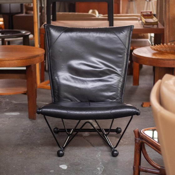 Image 1 of Vintage Flyer armchair in metal and leather by Pierre Mazairac and Karel Boonzaaijer for Young International, 1980