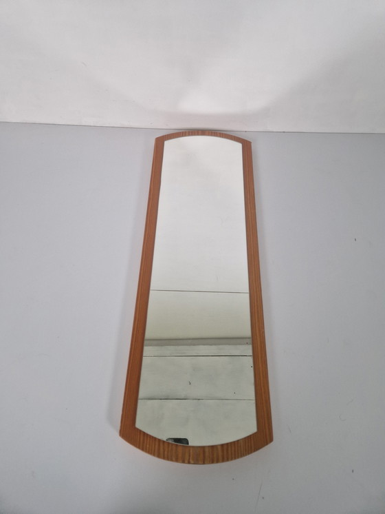 Image 1 of Vintage Pine Veneer Scandinavian Mirror