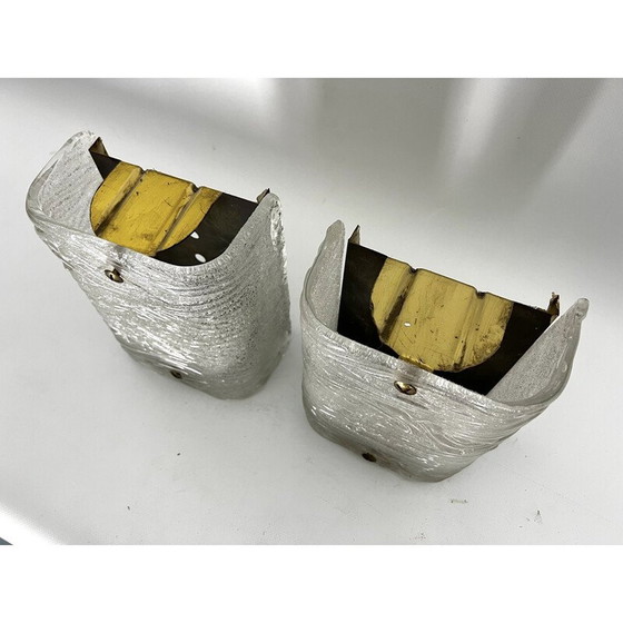 Image 1 of Coppia di applique vintage in vetro di Murano corteccia di Toni Zuccheri per Venini, Italia 1960