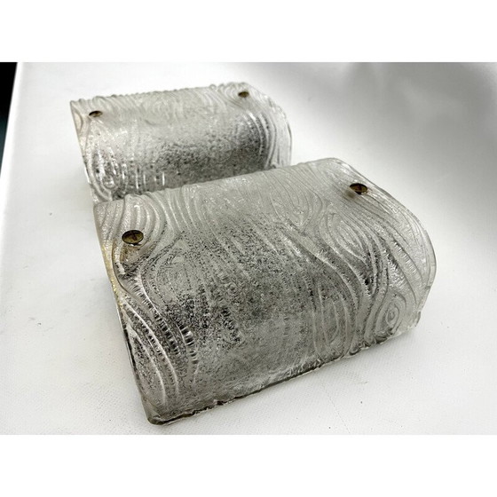 Image 1 of Coppia di applique vintage in vetro di Murano corteccia di Toni Zuccheri per Venini, Italia 1960