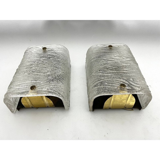 Image 1 of Coppia di applique vintage in vetro di Murano corteccia di Toni Zuccheri per Venini, Italia 1960