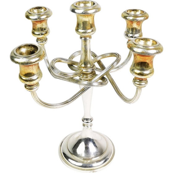 Image 1 of Vintage silver plated table candlestick, Italy 1960s