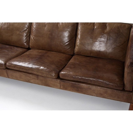 Image 1 of Vintage 3-seater sofa model 2213 in brown leather by Borge Mogensen for Fredericia, 1963
