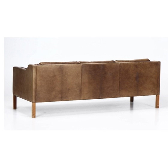 Image 1 of Vintage 3-seater sofa model 2213 in brown leather by Borge Mogensen for Fredericia, 1963