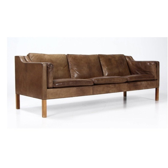 Image 1 of Vintage 3-seater sofa model 2213 in brown leather by Borge Mogensen for Fredericia, 1963