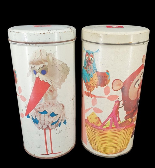1957 Vintage Rusk Cans Bolletje, The Fabeltjeskrant