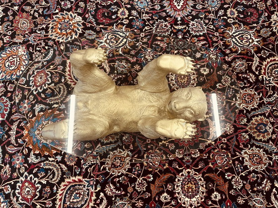Image 1 of Vintage Bronze Bear Coffee Table with Polished Glass Plate