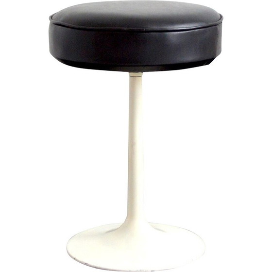 Image 1 of Vintage stool in brown leather and cast aluminum, 1970