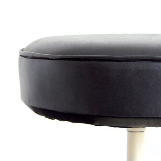 Image 1 of Vintage stool in brown leather and cast aluminum, 1970