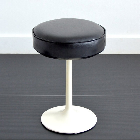 Image 1 of Vintage stool in brown leather and cast aluminum, 1970