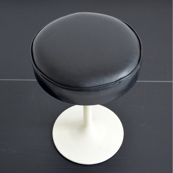 Image 1 of Vintage stool in brown leather and cast aluminum, 1970
