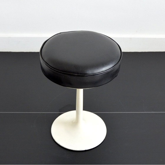 Image 1 of Vintage stool in brown leather and cast aluminum, 1970