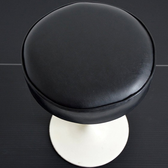 Image 1 of Vintage stool in brown leather and cast aluminum, 1970