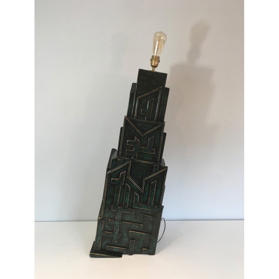 Image 1 of Vintage Brutalist lamp in patinated wood by AR-BO, 1990