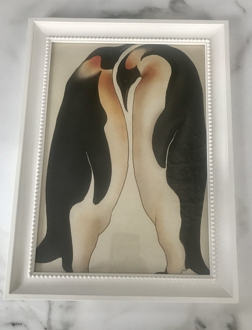 Framed Penguin Animal Illustration