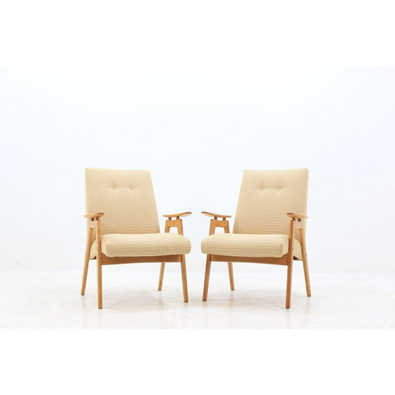 Image 1 of Pair of vintage beechwood lounge chairs by Jaroslav Šmídek for Jitona, Czechoslovakia