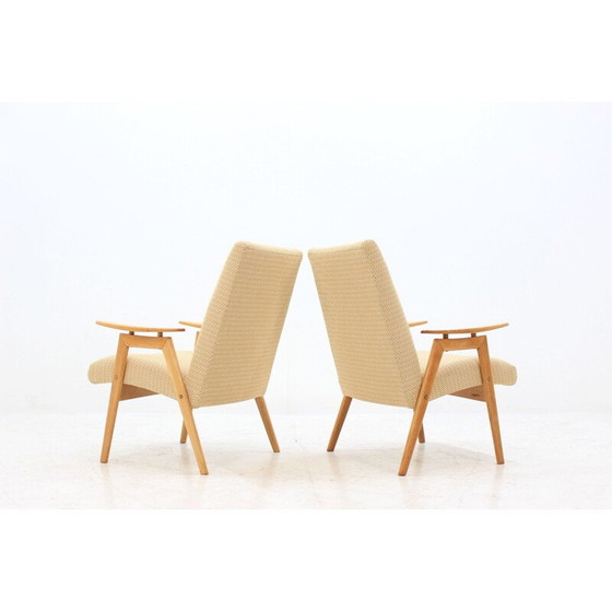 Image 1 of Pair of vintage beechwood lounge chairs by Jaroslav Šmídek for Jitona, Czechoslovakia